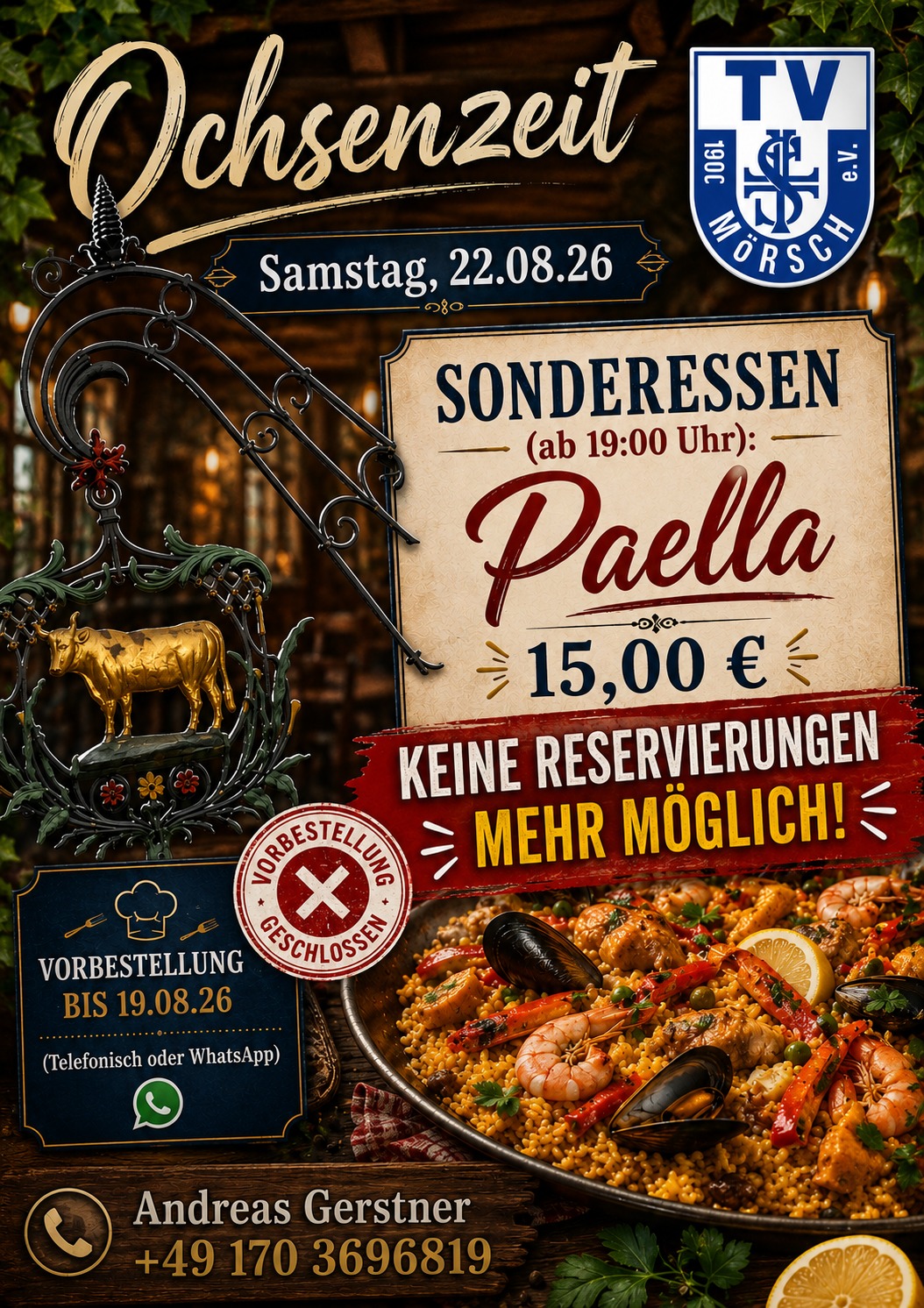 Ochsenzeit Samstag 22.08.2026 – Paella, 15,00 €